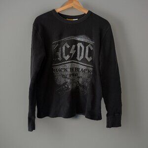 AC/DC Back In Black 1980 Rockware Waffle Thermal Longsleeve Shirt Sz L Rock 2007
